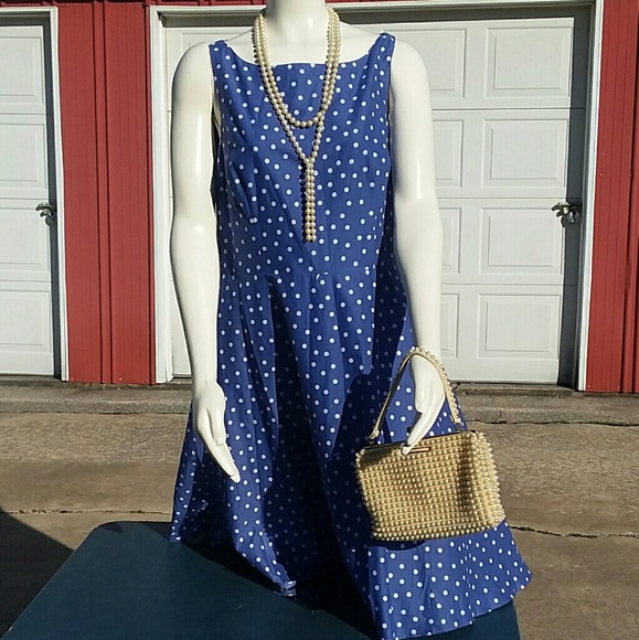 9 & Co. Dresses & Skirts - 9 & Co. Blue & White Polka Dot Dress, SZ. 14, EUC
